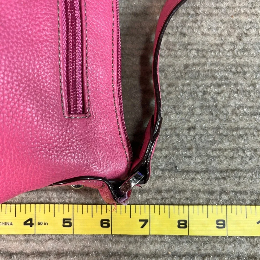 Tignanello Pink Pebbled Leather Shoulder Bag Silver Tone Hardware Small Satchel